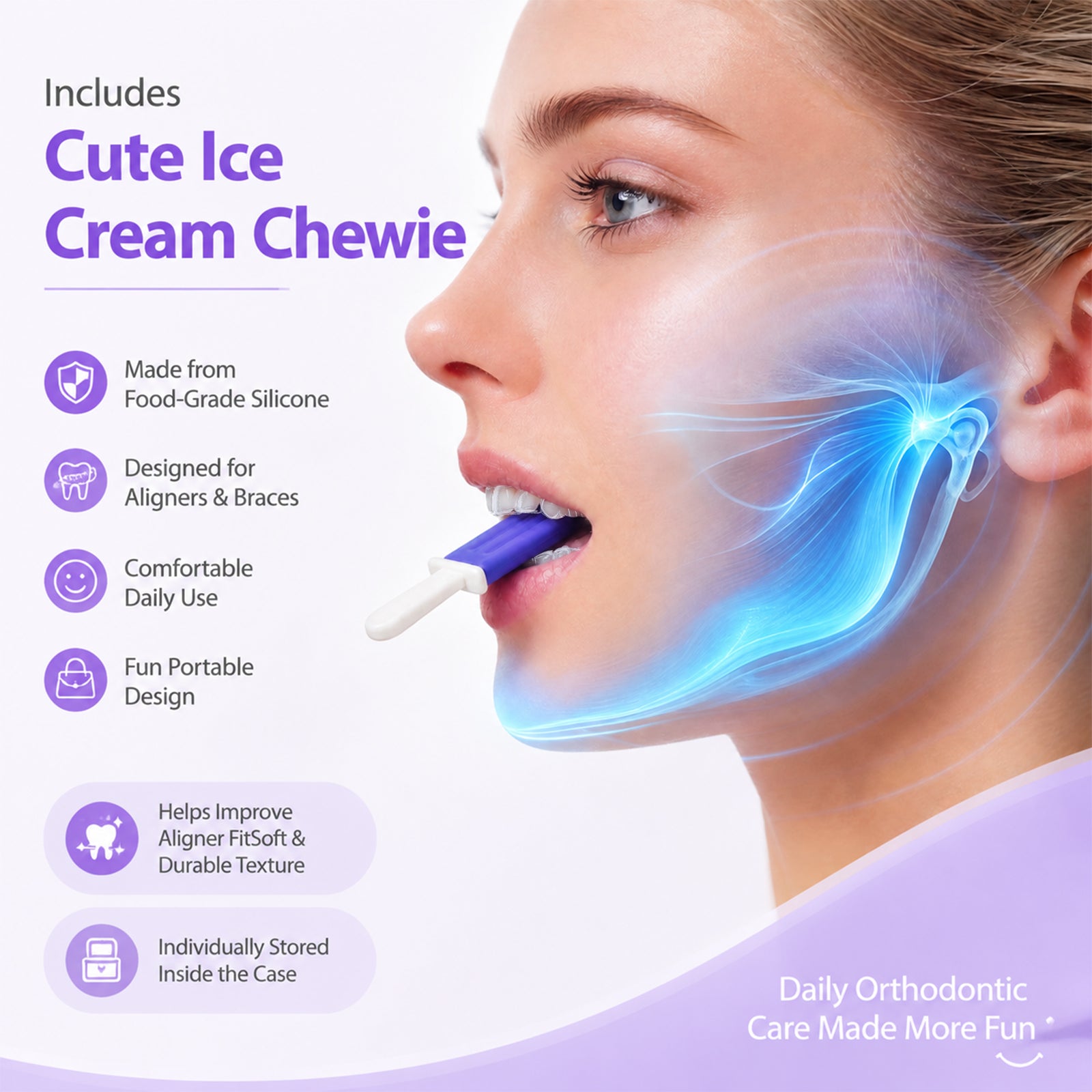 Orthodontic chewie for aligners and braces