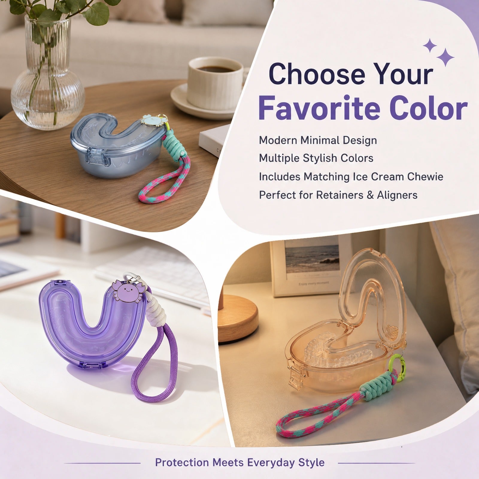 Retainer case color options for everyday use