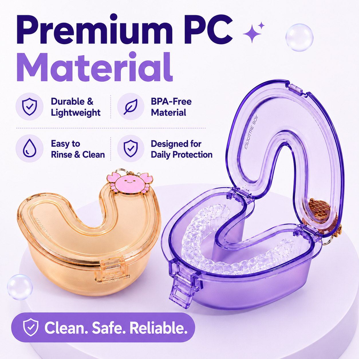 Premium BPA-free PC material retainer case