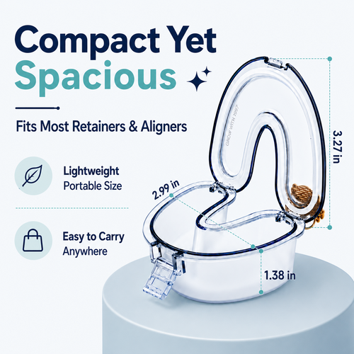 Compact smoke blue retainer case dimensions and portability