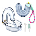 Smoke blue AISU LAB retainer case with wrist strap, brush and chewie