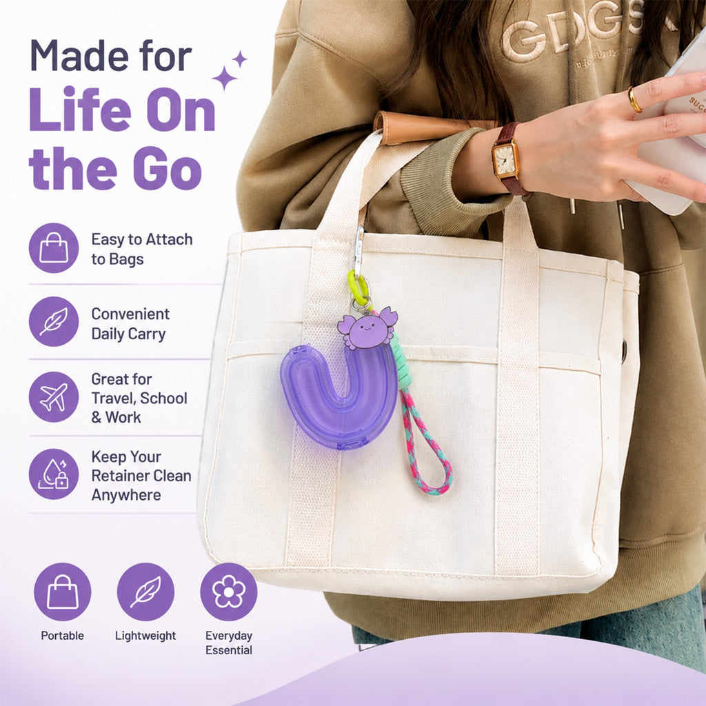 Portable retainer case attached to everyday bag